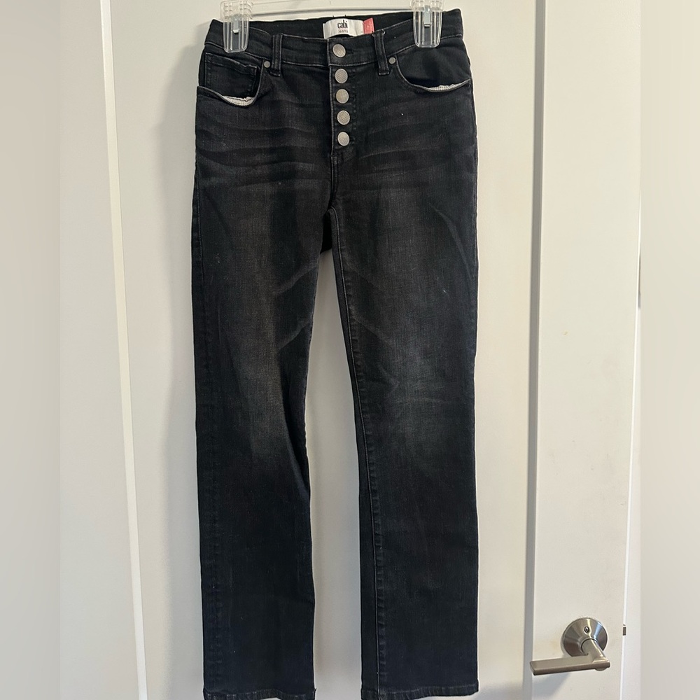 cabi Black Button-Fly Straight Jeans Size 2